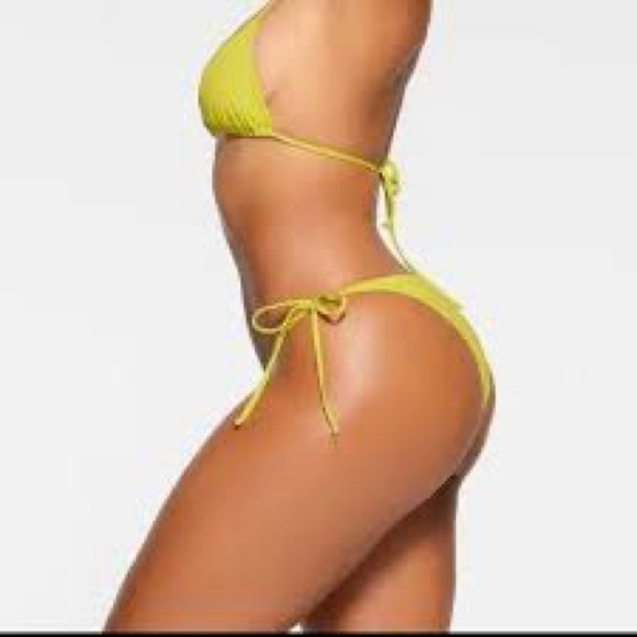 SOLD OUT ~ NEW IN POLY Skims Recycled Swim Dippy Tie Bikini Bottoms~Citrus~Large - Picture 2 of 10